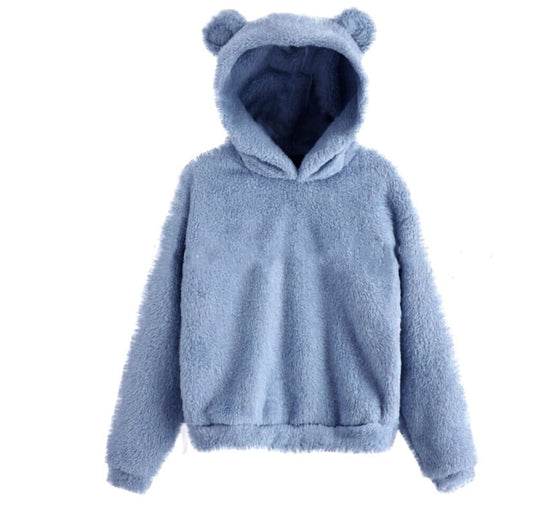 Fluffy Rabbit Ears Hooded Warm Sweater